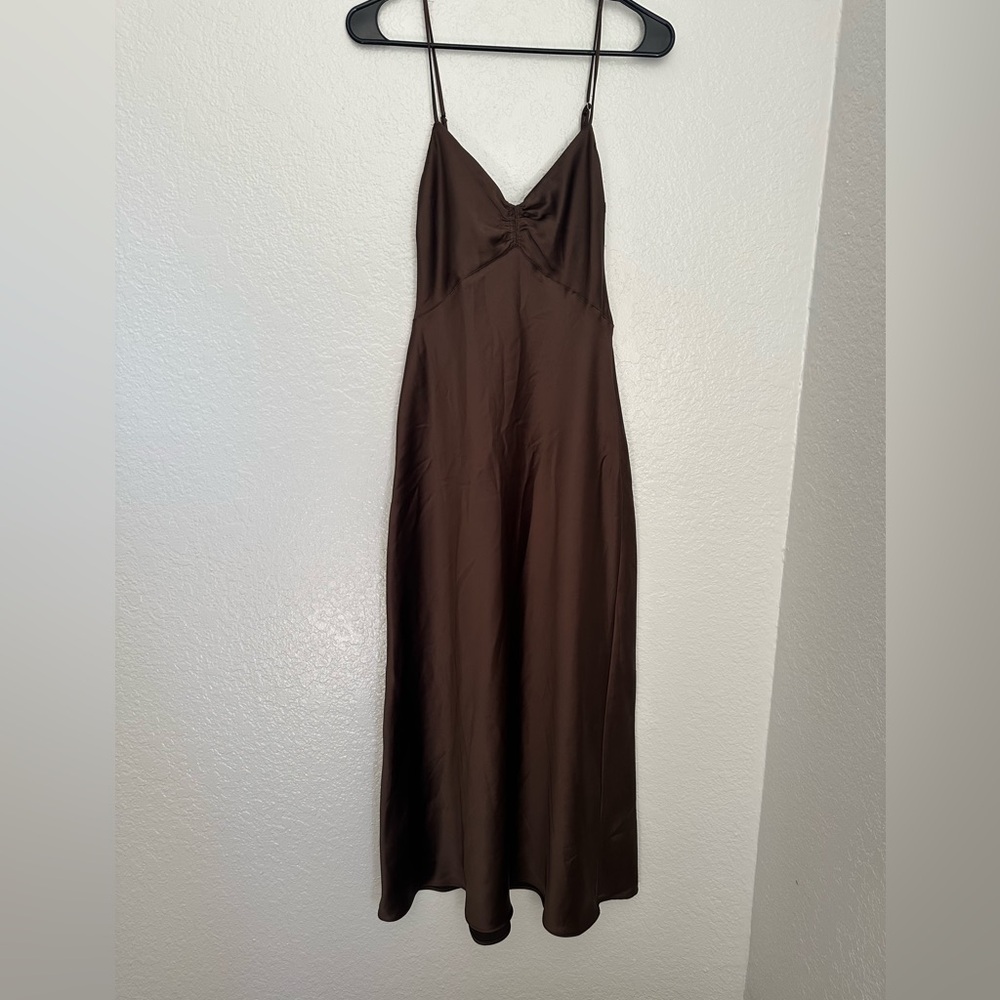 Zara Brown Slip Dress